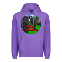 Purple Black Angus Cattle and Bull Merry Christmas Premium Hoodie - RanaPortraitStore
