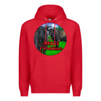 Red Black Angus Cattle and Bull Merry Christmas Premium Hoodie - RanaPortraitStore
