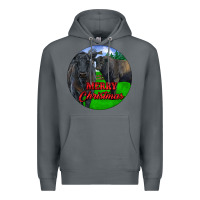 Rock Black Angus Cattle and Bull Merry Christmas Premium Hoodie - RanaPortraitStore
