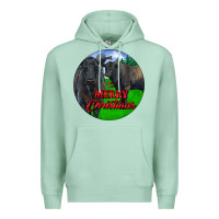 Seafoam Black Angus Cattle and Bull Merry Christmas Premium Hoodie - RanaPortraitStore