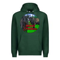 Sports Green Black Angus Cattle and Bull Merry Christmas Premium Hoodie - RanaPortraitStore