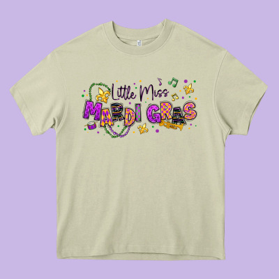 Little Miss Mardi Gras Heavy Core Tee Designed By Texasbilliewilder