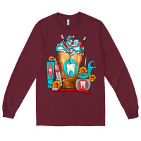 Burgundy Dentist Cold Drink Frappe Long Sleeve Tee - FaDigitalArtStudio