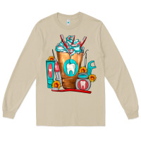 Mushroom Dentist Cold Drink Frappe Long Sleeve Tee - FaDigitalArtStudio
