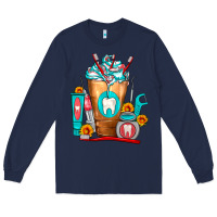 Navy Dentist Cold Drink Frappe Long Sleeve Tee - FaDigitalArtStudio