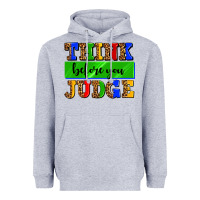Heather Grey think before you judge Heavyweight Hoodie - AdoDesignShop