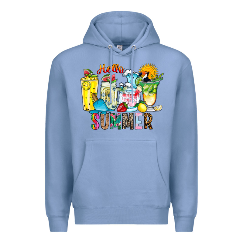 Hello Summer Drink Premium Hoodie by CowhideDigitalArt | Teevron
