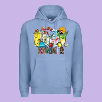 Hello Summer Drink Premium Hoodie Designed By Cowhidedigitalart