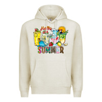 Oatmeal Heather hello summer drink Premium Hoodie - CowhideDigitalArt