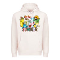 Pale Pink hello summer drink Premium Hoodie - CowhideDigitalArt