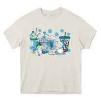 Cream winter snowman coffee cups Heavy Core Tee - texasbilliewilder