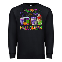 Black happy halloween coffee cups Premium Sweatshirt - AdoDesignShop