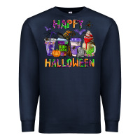 Navy happy halloween coffee cups Premium Sweatshirt - AdoDesignShop