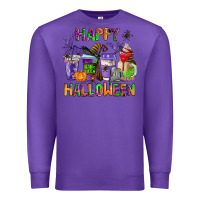 Purple happy halloween coffee cups Premium Sweatshirt - AdoDesignShop