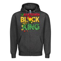 Charcoal Heather juneteenth black king Zipper Hoodie - BarkalooDesign
