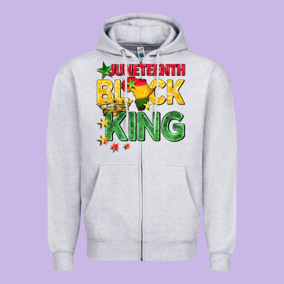 Juneteenth Black King Zipper Hoodie Designed By Barkaloodesign