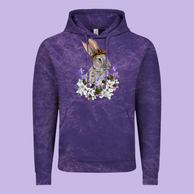 Easter Day Flowers Bunny Vintage Hoodie Designed By Oliviacreatesart