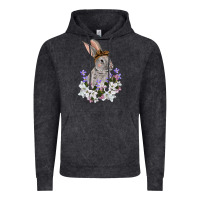 Vintage Black Easter Day Flowers bunny Vintage Hoodie - OliviaCreatesArt