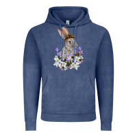 Vintage Denim Easter Day Flowers bunny Vintage Hoodie - OliviaCreatesArt
