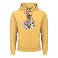 Vintage Mustard Easter Day Flowers bunny Vintage Hoodie - OliviaCreatesArt