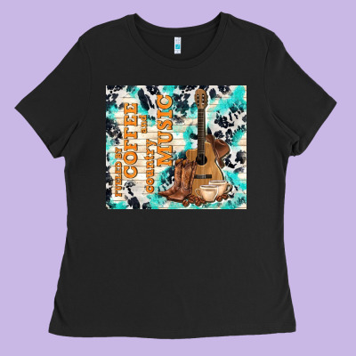Fueled By Coffee And Country Music Ladies Tee Designed By Tumblerdesignbyshophia