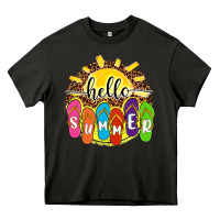 Asphalt hello summer with flip flops Heavy Core Tee - NancyCooperArtShop