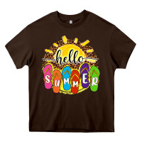 Chocolate Brown hello summer with flip flops Heavy Core Tee - NancyCooperArtShop