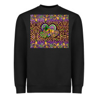 Black mardi gras fleur de lis hearts leopard glitter Heavyweight Sweatshirt - Artiststas