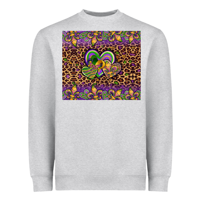 Mardi Gras Fleur De Lis Hearts Leopard Glitter Heavyweight Sweatshirt by Artiststas | Teevron