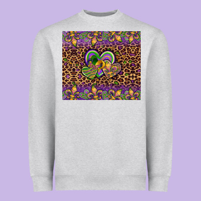Mardi Gras Fleur De Lis Hearts Leopard Glitter Heavyweight Sweatshirt Designed By Artiststas
