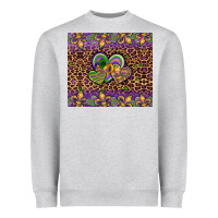 Heather Grey mardi gras fleur de lis hearts leopard glitter Heavyweight Sweatshirt - Artiststas