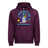 Mauve Wine i wear blue for autism awareness Urban Hoodie - JahusDesignShop