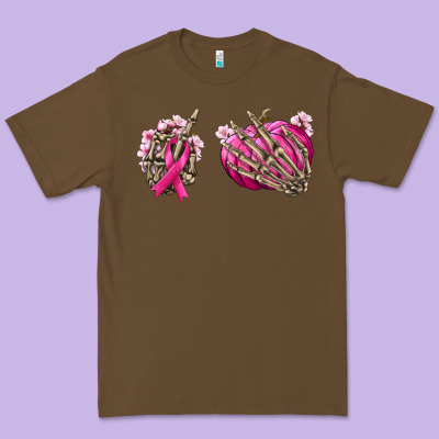 Breast Cancer Skeleton Hands Premium Tee Designed By Nancycooperartshop