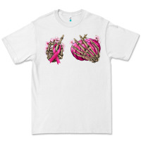 White Breast Cancer skeleton hands Premium Tee - NancyCooperArtShop