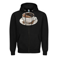 Black coffee  americano Zipper Hoodie - BarkalooDesign