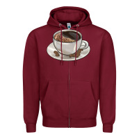 Burgundy coffee  americano Zipper Hoodie - BarkalooDesign