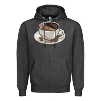 Charcoal Heather coffee  americano Zipper Hoodie - BarkalooDesign