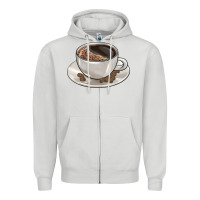 Dove Grey coffee  americano Zipper Hoodie - BarkalooDesign