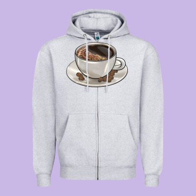 Coffee  Americano Zipper Hoodie Designed By Barkaloodesign