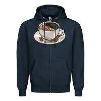 Navy coffee  americano Zipper Hoodie - BarkalooDesign