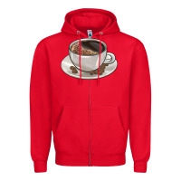 Red coffee  americano Zipper Hoodie - BarkalooDesign