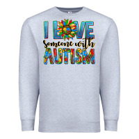 Heather Grey ı love someone with autism Premium Sweatshirt - AdoDesignShop