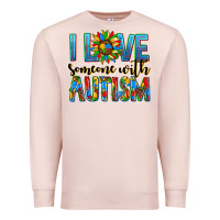 Pale Pink ı love someone with autism Premium Sweatshirt - AdoDesignShop