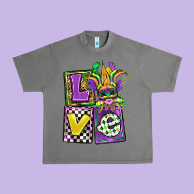 Love Mardi Gras Urban Heavy Tee Designed By Oliviacreatesart