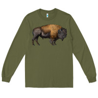 Army Green american bison body Long Sleeve Tee - RanaPortraitStore