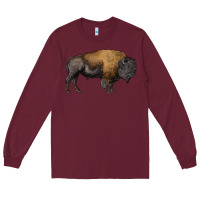 Burgundy american bison body Long Sleeve Tee - RanaPortraitStore