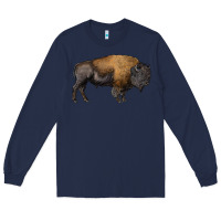 Navy american bison body Long Sleeve Tee - RanaPortraitStore