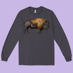 American Bison Body Long Sleeve Tee Designed By Ranaportraitstore