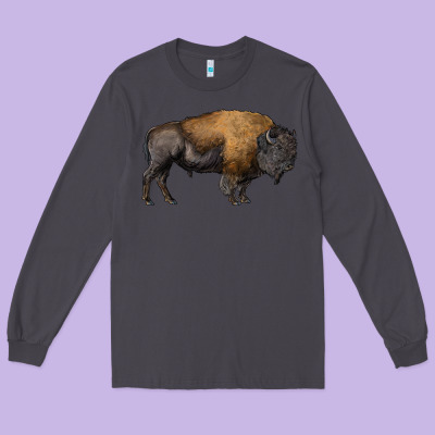American Bison Body Long Sleeve Tee Designed By Ranaportraitstore