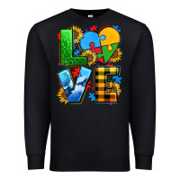 Black love with heart sunflower Premium Sweatshirt - AdoDesignShop